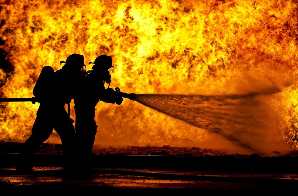 Firefighters at the scene