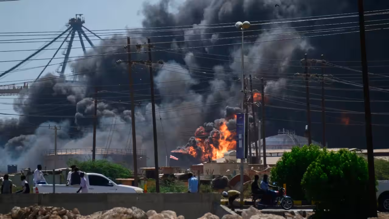 Smoke billows after drone strikes